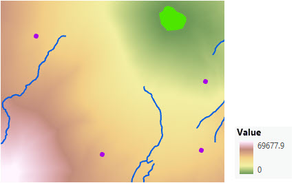 Map of distance accumulation from the new park Map of distance accumulation from the new park